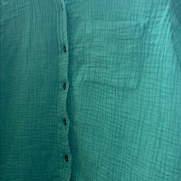 J. Crew Double Gauze Button Down Long Sleeve Shirt Green small - Picture 5 of 7
